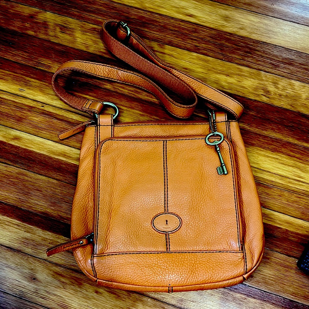 Orange Fossil convertible purse